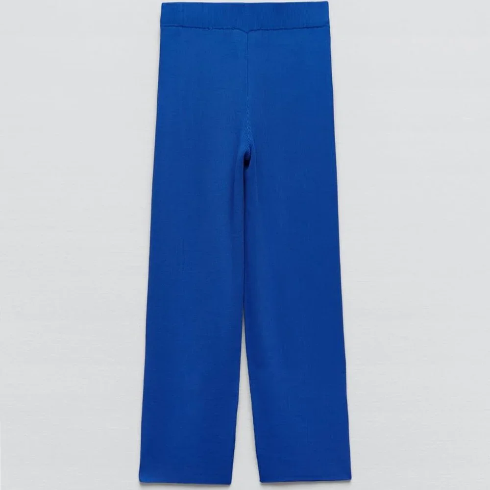 Nwt Zara blue knit ribbed pants/ Zara summer pants - Picture 3 of 4